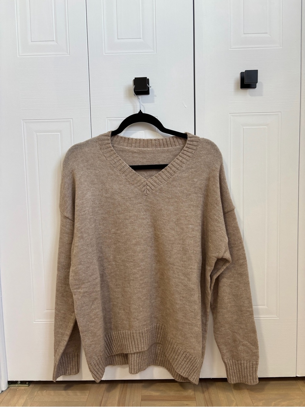 Classic V-Neck Women's Sweater - Beige